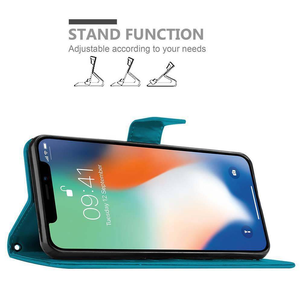 Cadorabo Hülle für Apple iPhone XR Schutz Hülle in Blau Schutzhülle Handy Hülle Etui Case Blumen Flower-2