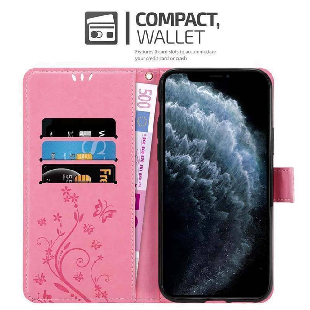 Cadorabo Hülle für Apple iPhone 11 PRO MAX Schutz Hülle in Rosa Schutzhülle Handy Hülle Etui Case Blumen Flower-1