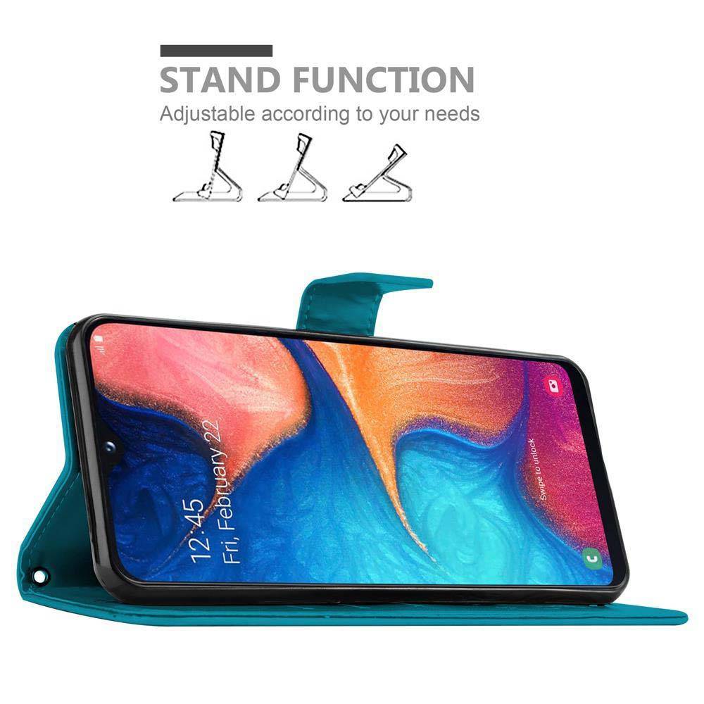 Cadorabo Hülle für Samsung Galaxy A10e / A20e Schutz Hülle in Blau Schutzhülle Handy Hülle Etui Case Blumen Flower-2