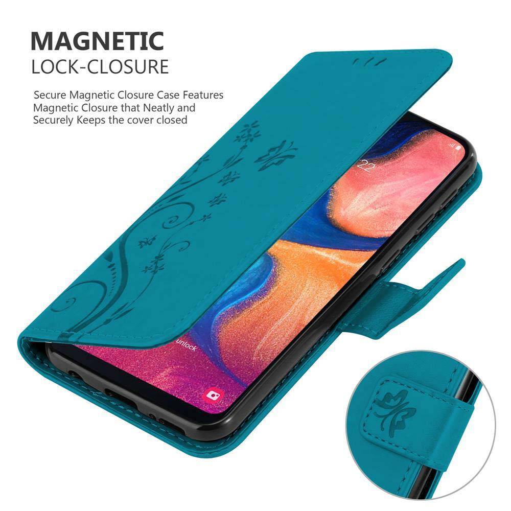 Cadorabo Hülle für Samsung Galaxy A10e / A20e Schutz Hülle in Blau Schutzhülle Handy Hülle Etui Case Blumen Flower-3
