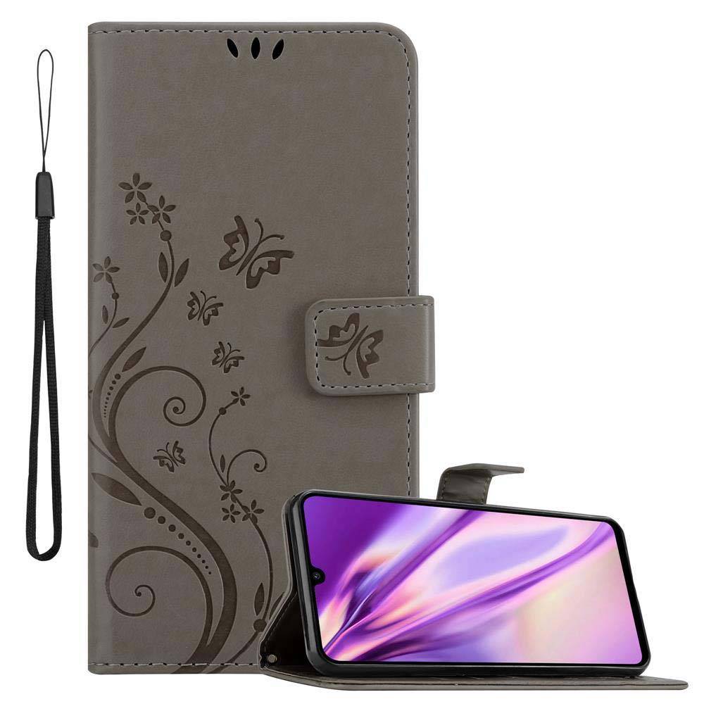 Cadorabo Hülle für Huawei P30 LITE Schutz Hülle in Grau Schutzhülle Handy Hülle Etui Case Blumen Flower-0