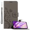 Cadorabo Hülle für Huawei P30 LITE Schutz Hülle in Grau Schutzhülle Handy Hülle Etui Case Blumen Flower