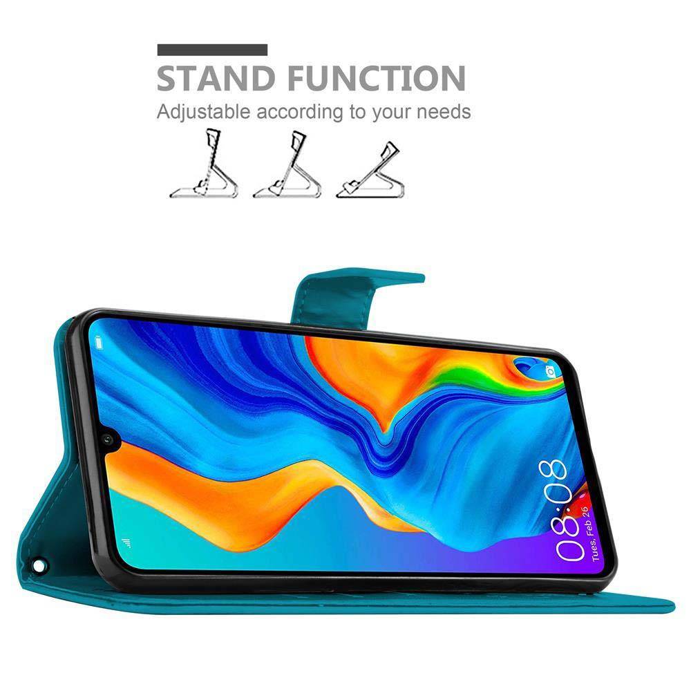 Cadorabo Hülle für Huawei P30 LITE Schutz Hülle in Blau Schutzhülle Handy Hülle Etui Case Blumen Flower-3