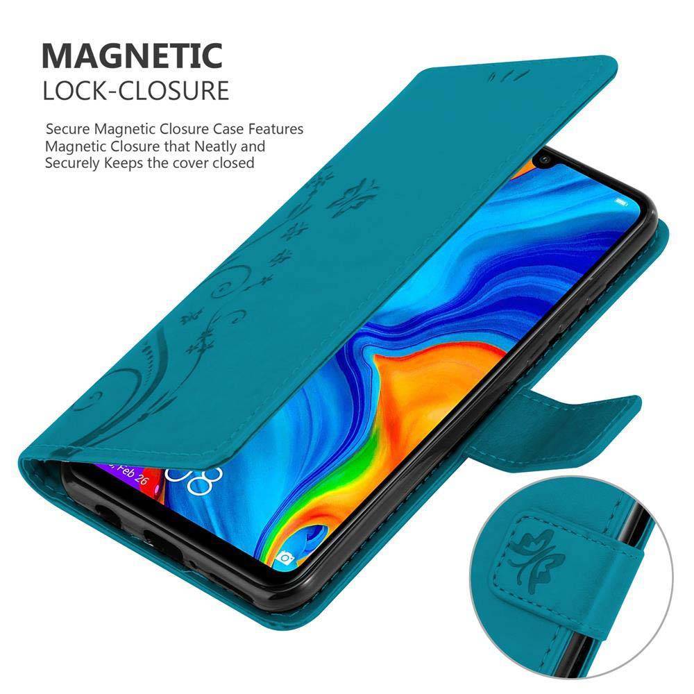 Cadorabo Hülle für Huawei P30 LITE Schutz Hülle in Blau Schutzhülle Handy Hülle Etui Case Blumen Flower-4