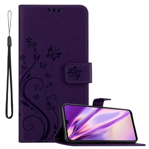 Cadorabo Hülle für Huawei P30 LITE Schutz Hülle in Lila Schutzhülle Handy Hülle Etui Case Blumen Flower