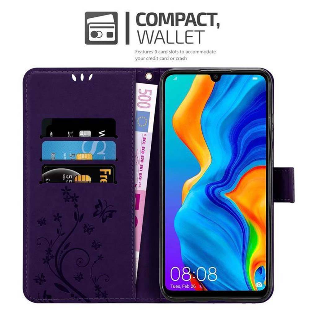 Cadorabo Hülle für Huawei P30 LITE Schutz Hülle in Lila Schutzhülle Handy Hülle Etui Case Blumen Flower-2