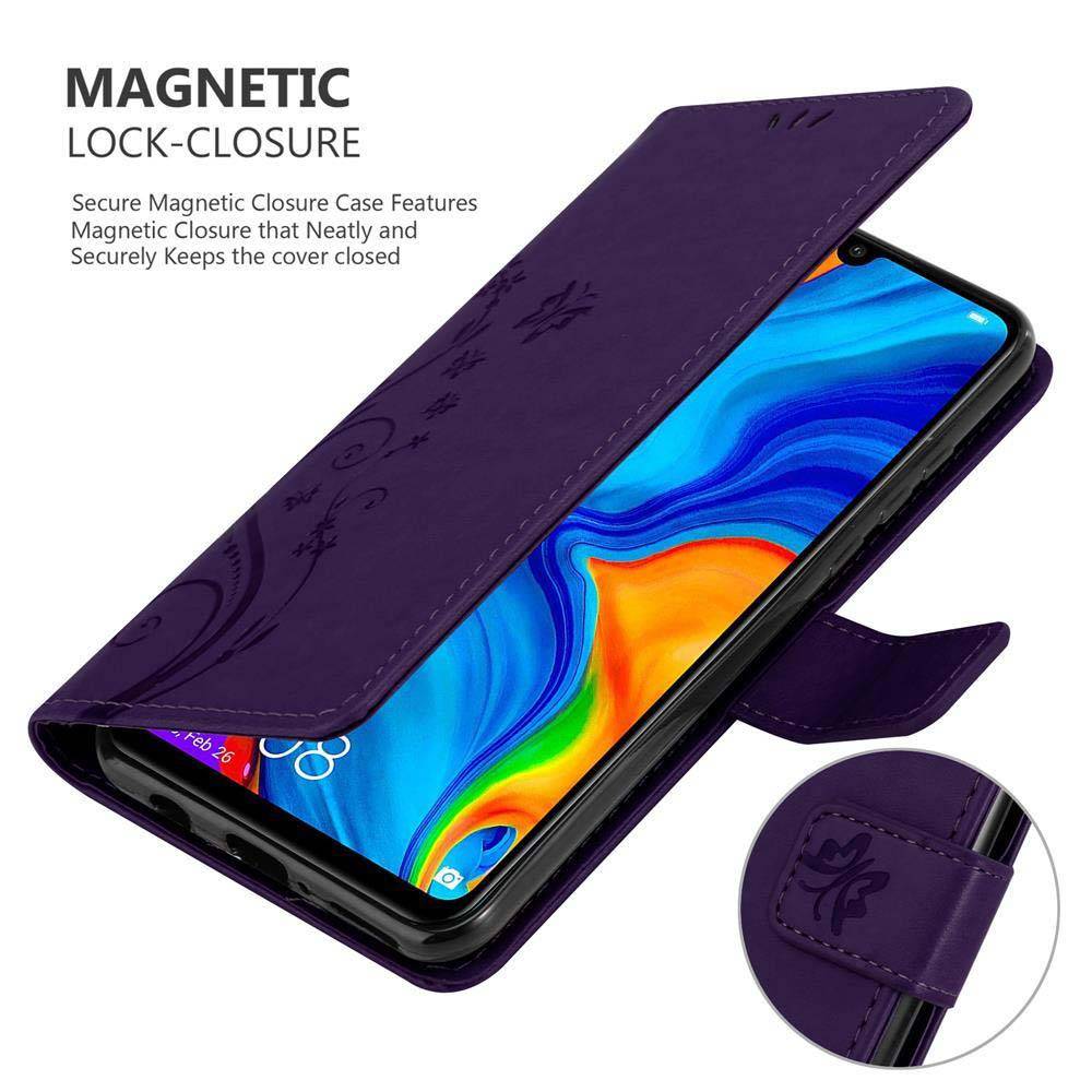 Cadorabo Hülle für Huawei P30 LITE Schutz Hülle in Lila Schutzhülle Handy Hülle Etui Case Blumen Flower-4