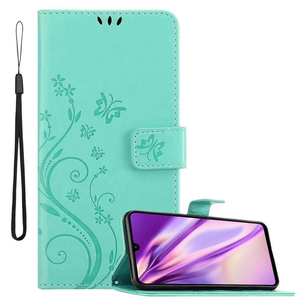 Cadorabo Hülle für Huawei P30 LITE Schutz Hülle in Türkis Schutzhülle Handy Hülle Etui Case Blumen Flower-0