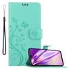 Cadorabo Hülle für Huawei P30 LITE Schutz Hülle in Türkis Schutzhülle Handy Hülle Etui Case Blumen Flower