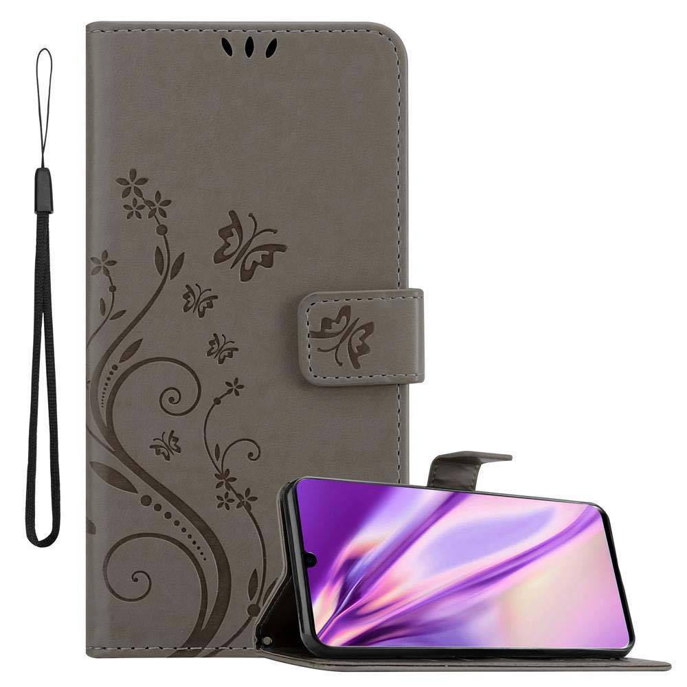 Cadorabo Hülle für Huawei P30 Schutz Hülle in Grau Schutzhülle Handy Hülle Etui Case Blumen Flower-0