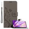 Cadorabo Hülle für Huawei P30 Schutz Hülle in Grau Schutzhülle Handy Hülle Etui Case Blumen Flower