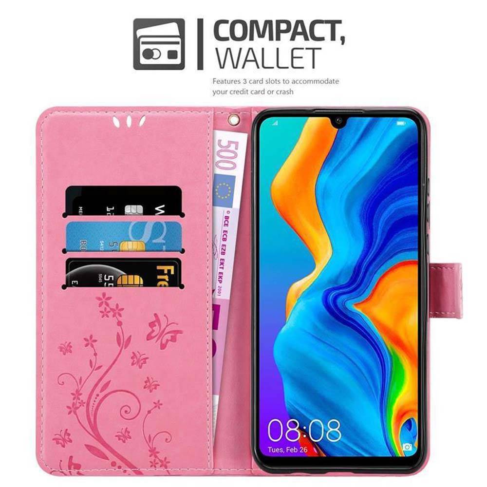 Cadorabo Hülle für Huawei P30 LITE Schutz Hülle in Rosa Schutzhülle Handy Hülle Etui Case Blumen Flower-2