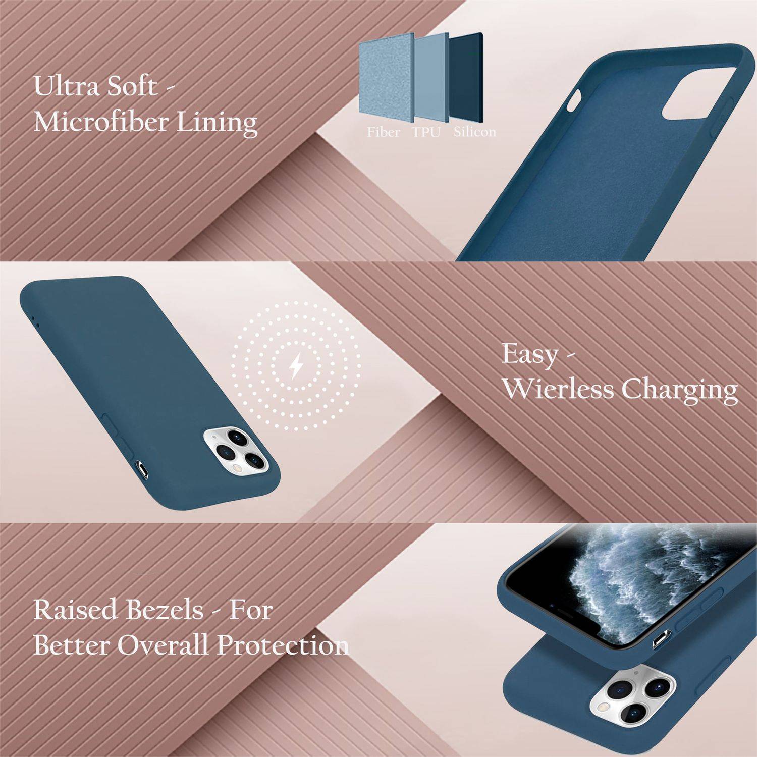 Cadorabo Schutzhülle für Apple iPhone 11 PRO Hülle in Blau Handyhülle Case Cover TPU Etui-3