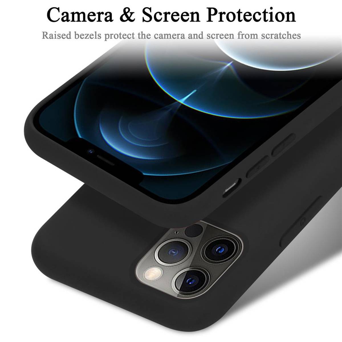Cadorabo Schutzhülle für Apple iPhone 12 / 12 PRO Hülle in Schwarz Handyhülle Case Cover TPU Etui-3