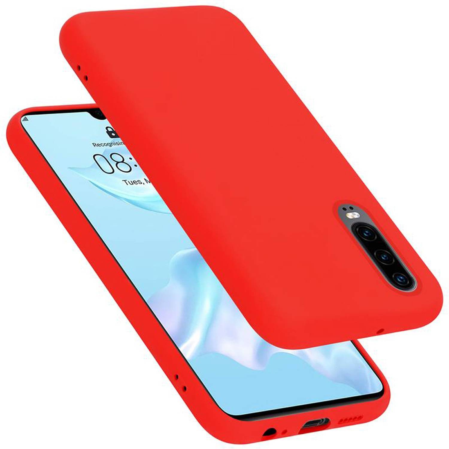 Cadorabo Schutzhülle für Huawei P30 Hülle in Rot Handyhülle Case Cover TPU Etui-0