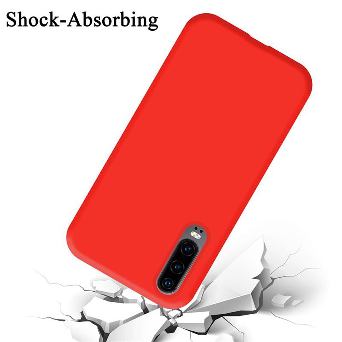 Cadorabo Schutzhülle für Huawei P30 Hülle in Rot Handyhülle Case Cover TPU Etui-3
