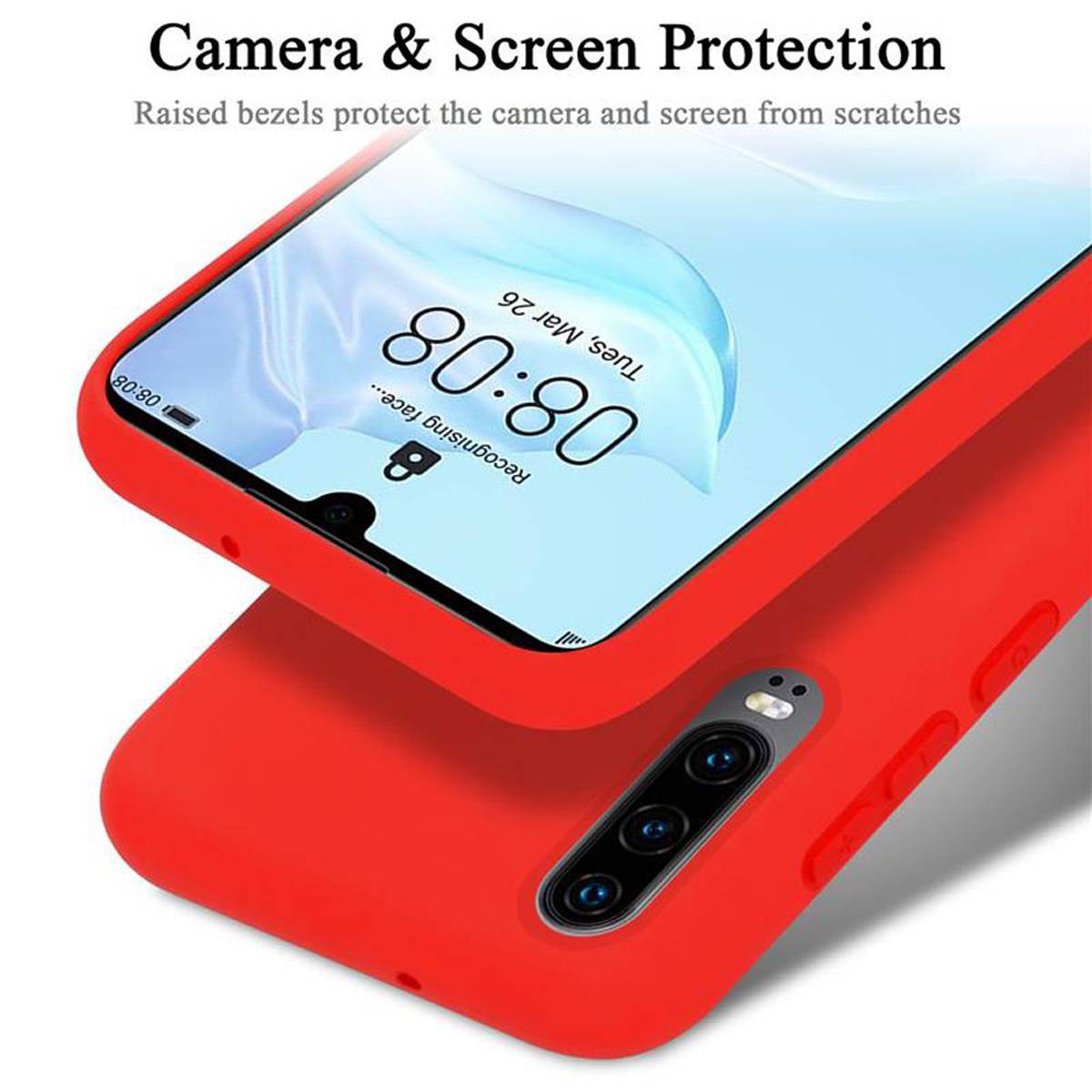 Cadorabo Schutzhülle für Huawei P30 Hülle in Rot Handyhülle Case Cover TPU Etui-4