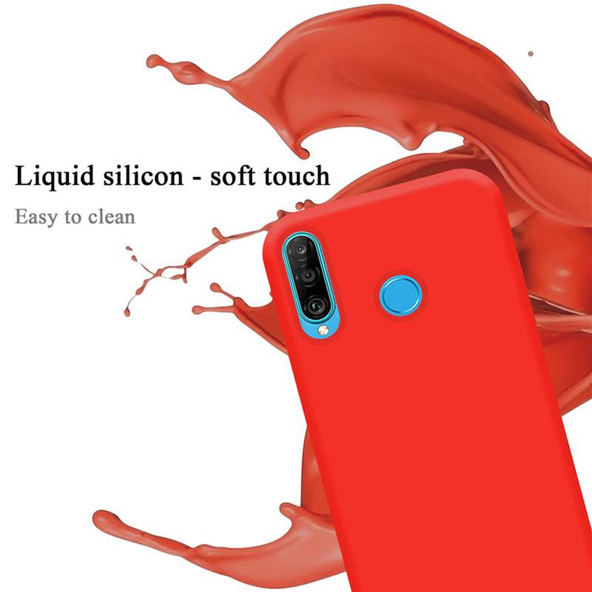 Cadorabo Schutzhülle für Huawei P30 LITE Hülle in Rot Handyhülle Case Cover TPU Etui-2