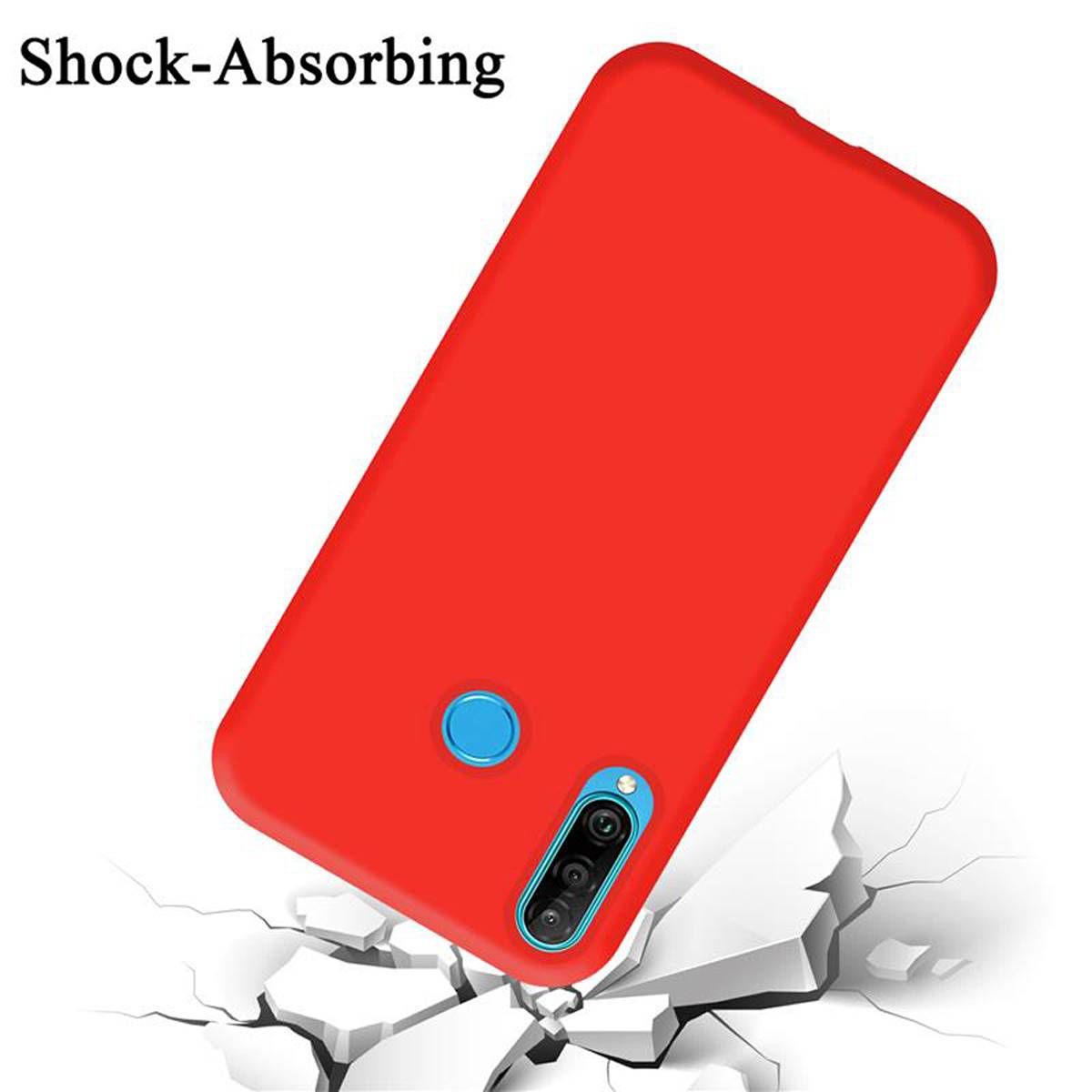 Cadorabo Schutzhülle für Huawei P30 LITE Hülle in Rot Handyhülle Case Cover TPU Etui-3