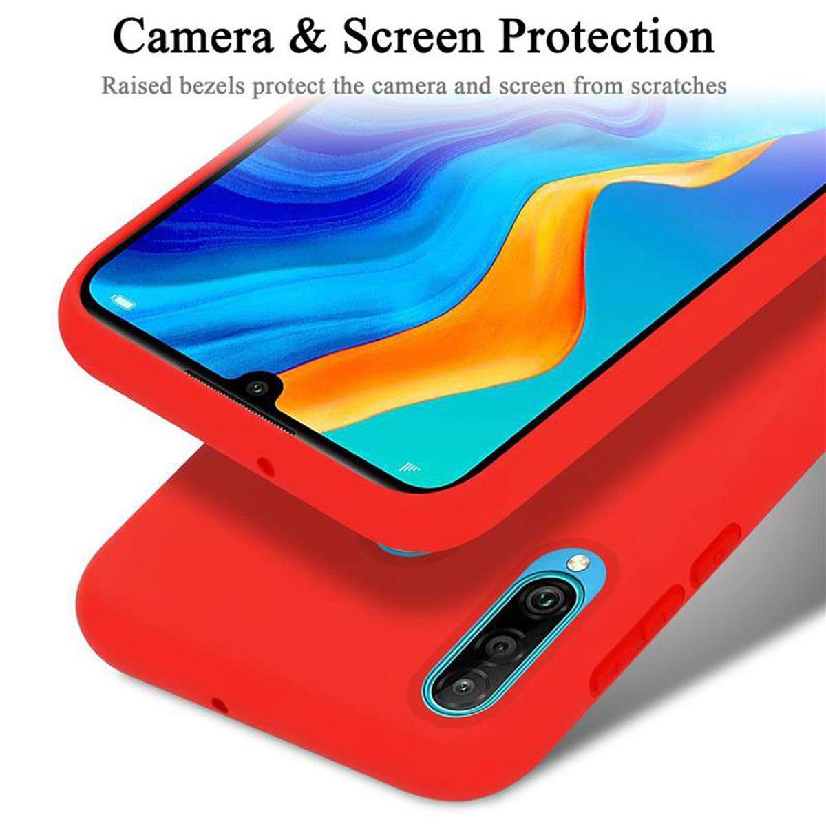 Cadorabo Schutzhülle für Huawei P30 LITE Hülle in Rot Handyhülle Case Cover TPU Etui-4