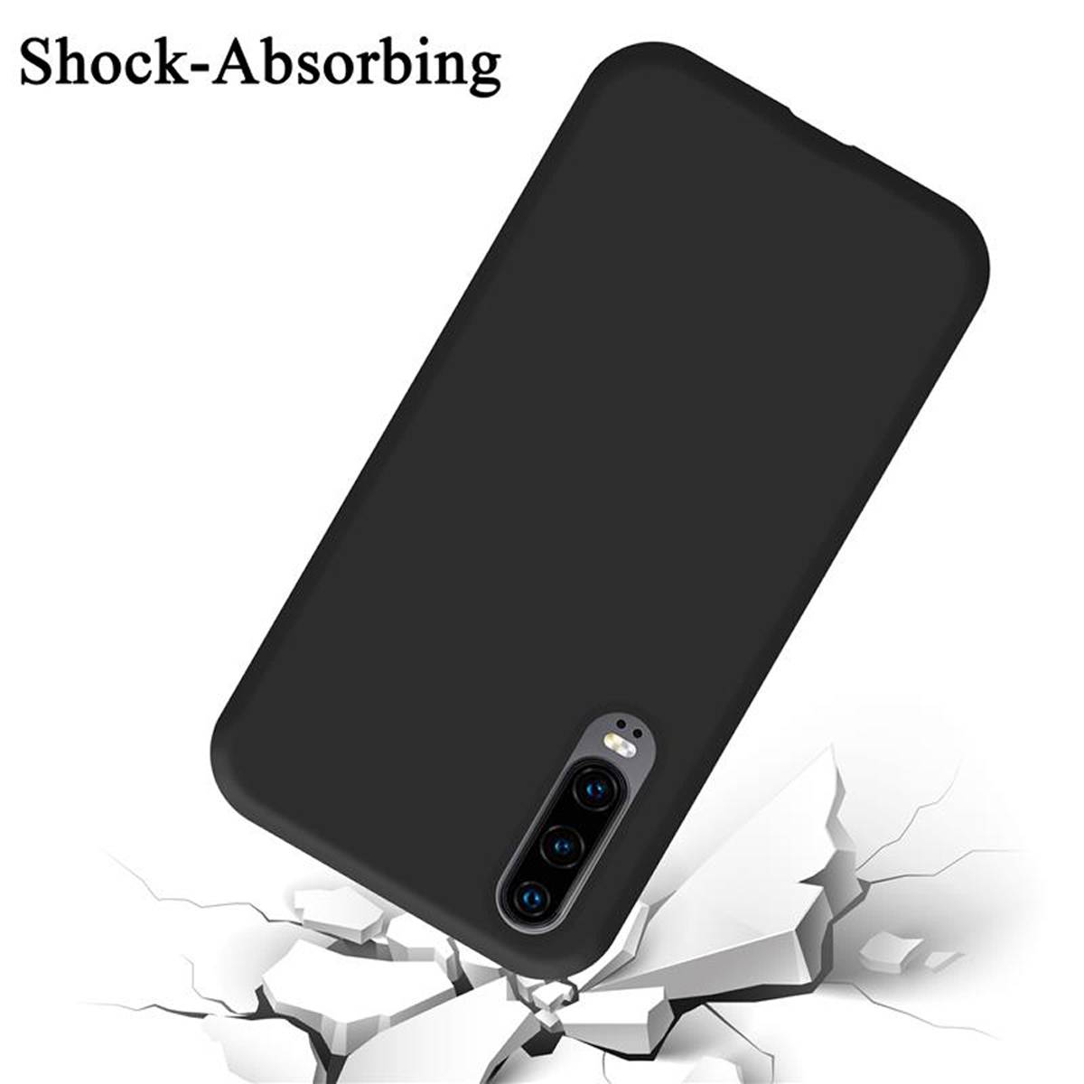 Cadorabo Schutzhülle für Huawei P30 Hülle in Schwarz Handyhülle Case Cover TPU Etui-3