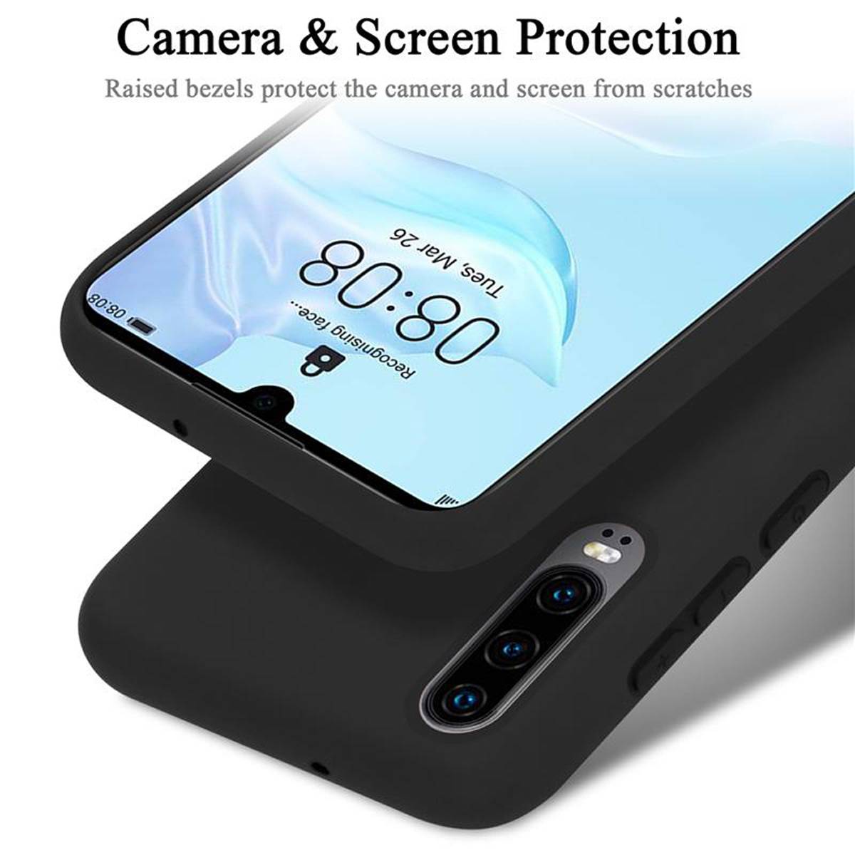 Cadorabo Schutzhülle für Huawei P30 Hülle in Schwarz Handyhülle Case Cover TPU Etui-4