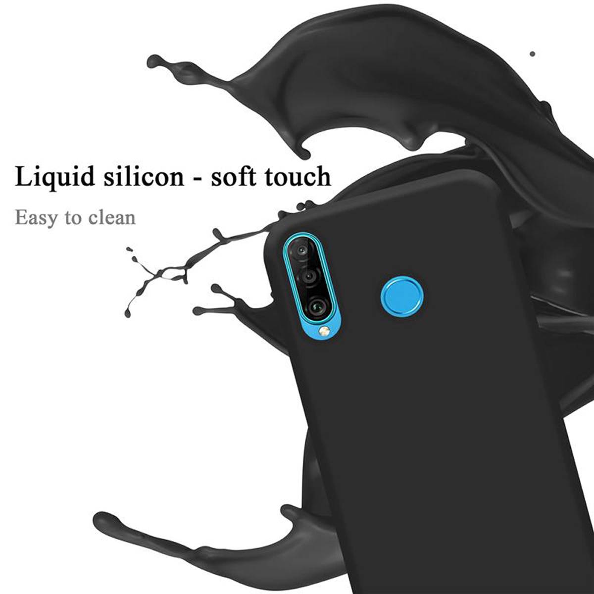 Cadorabo Schutzhülle für Huawei P30 LITE Hülle in Schwarz Handyhülle Case Cover TPU Etui-2