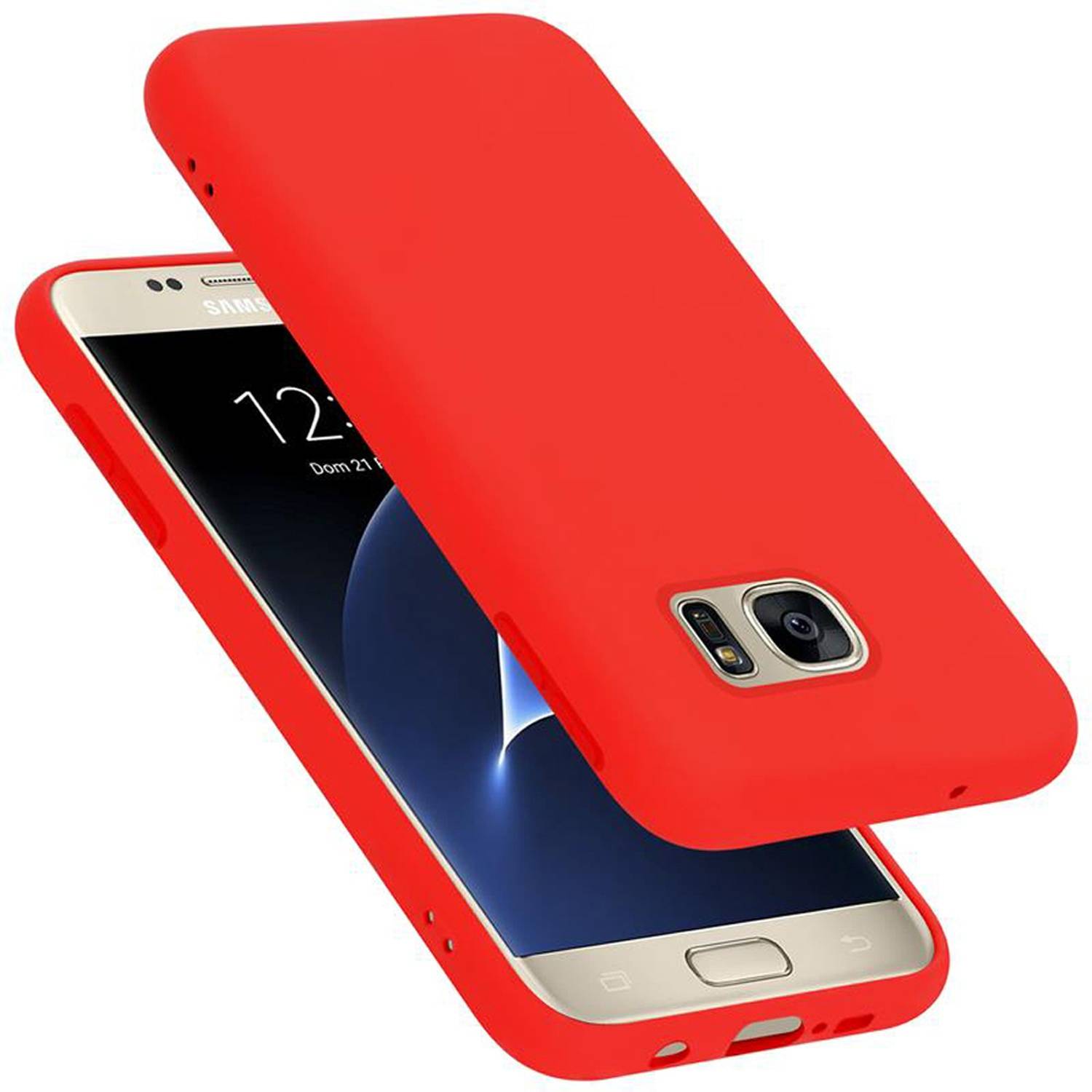 Cadorabo Schutzhülle für Samsung Galaxy S7 Hülle in Rot Handyhülle Case Cover TPU Etui-0