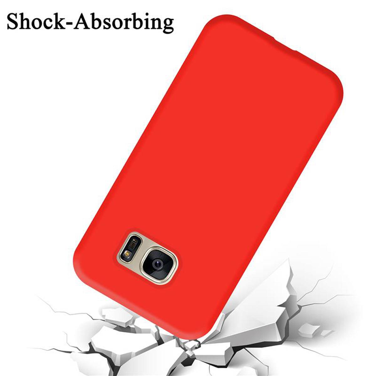 Cadorabo Schutzhülle für Samsung Galaxy S7 Hülle in Rot Handyhülle Case Cover TPU Etui-3
