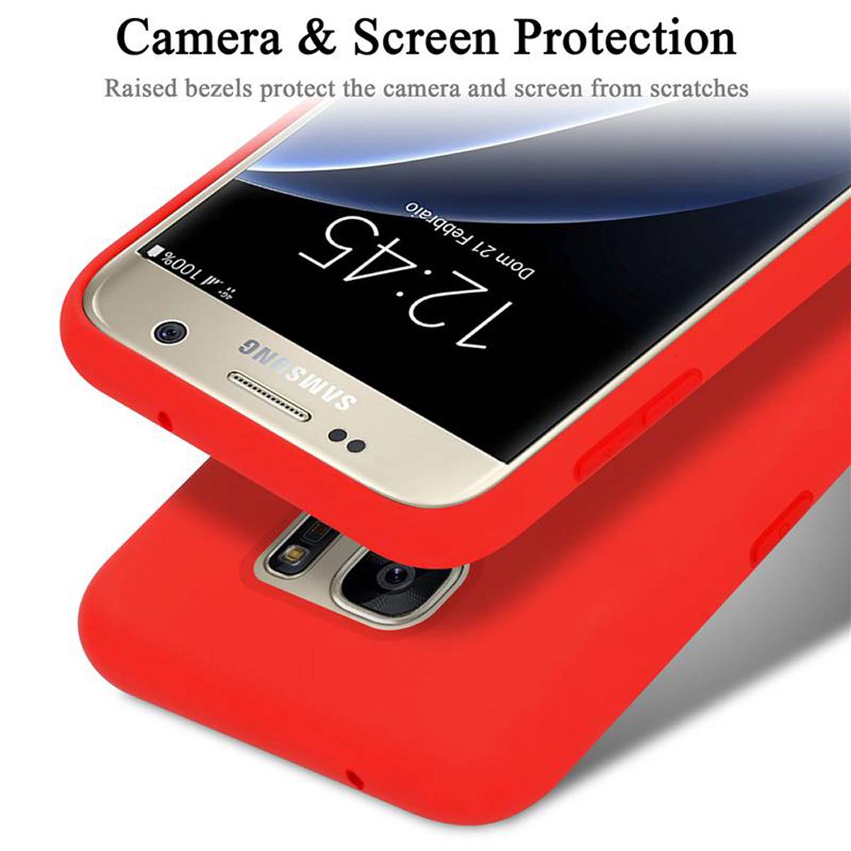 Cadorabo Schutzhülle für Samsung Galaxy S7 Hülle in Rot Handyhülle Case Cover TPU Etui-4