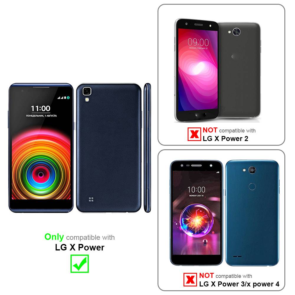 Cadorabo Handytasche mit Gürtelclip kompatibel mit LG X POWER Hülle in Schwarz - Schutzhülle mit Karabinerhaken Case-1