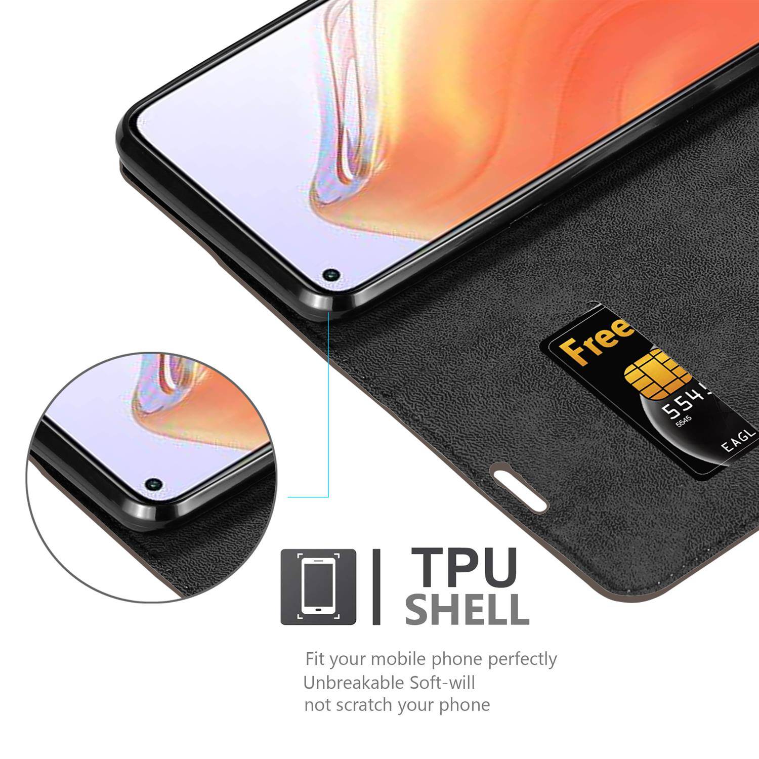 Cadorabo Hülle für Xiaomi Mi 10T / Mi 10T PRO Schutz Hülle in Braun Handyhülle Etui Case Cover Magnetverschluss-2