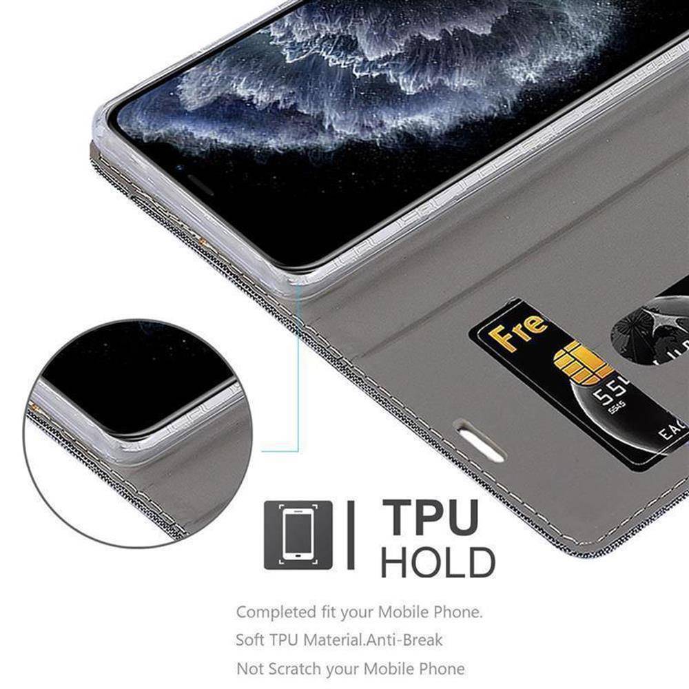 Cadorabo Hülle für Apple iPhone 11 PRO MAX Schutzhülle in Grau Handy Hülle Etui Book Case Cover-3