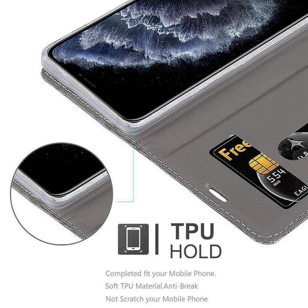 Cadorabo Hülle für Apple iPhone 11 PRO MAX Schutzhülle in Grau Handy Hülle Etui Book Case Cover-3