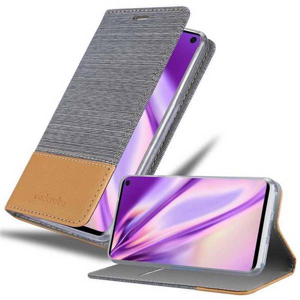 Cadorabo Hülle für Samsung Galaxy S10 4G Schutzhülle in Grau Handy Hülle Etui Book Case Cover