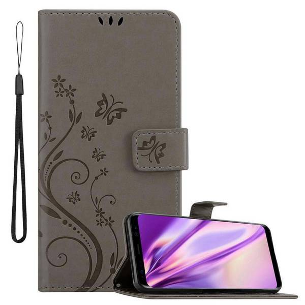 Cadorabo Hülle für Samsung Galaxy S8 Schutz Hülle in Grau Schutzhülle Handy Hülle Etui Case Blumen Flower