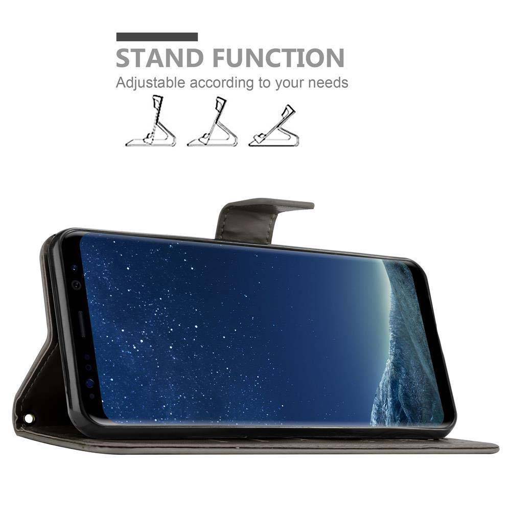 Cadorabo Hülle für Samsung Galaxy S8 Schutz Hülle in Grau Schutzhülle Handy Hülle Etui Case Blumen Flower-3