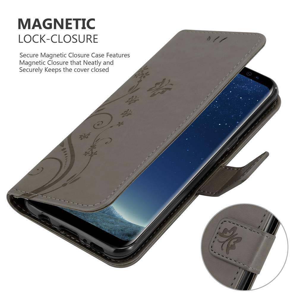 Cadorabo Hülle für Samsung Galaxy S8 Schutz Hülle in Grau Schutzhülle Handy Hülle Etui Case Blumen Flower-4