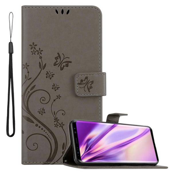 Cadorabo Hülle für Samsung Galaxy S9 Schutz Hülle in Grau Schutzhülle Handy Hülle Etui Case Blumen Flower