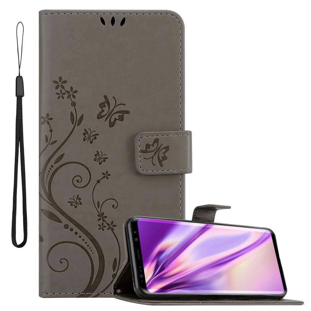 Cadorabo Hülle für Samsung Galaxy S9 Schutz Hülle in Grau Schutzhülle Handy Hülle Etui Case Blumen Flower-0