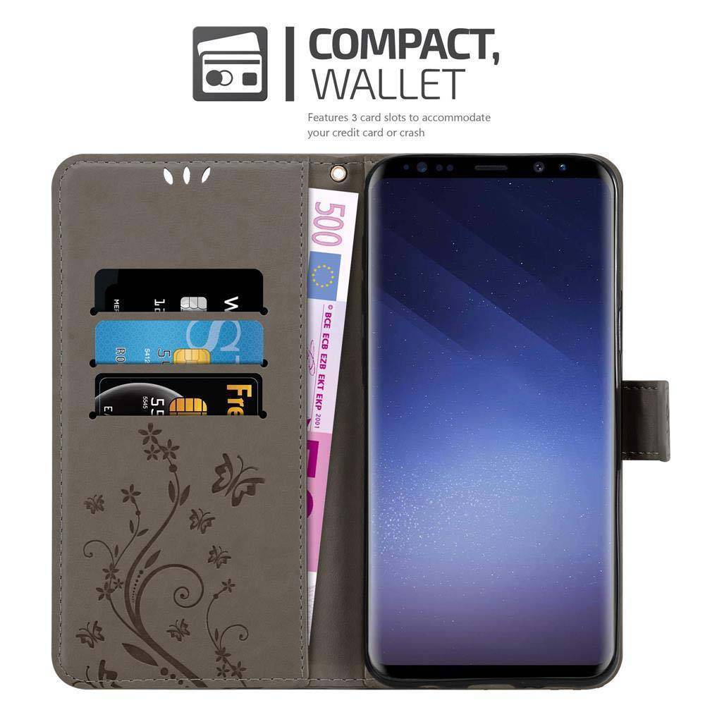 Cadorabo Hülle für Samsung Galaxy S9 Schutz Hülle in Grau Schutzhülle Handy Hülle Etui Case Blumen Flower-1
