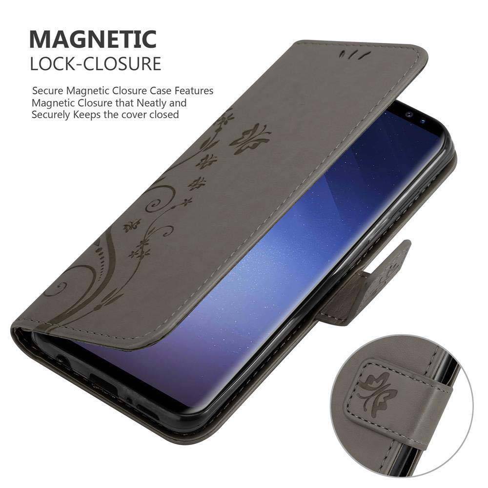 Cadorabo Hülle für Samsung Galaxy S9 Schutz Hülle in Grau Schutzhülle Handy Hülle Etui Case Blumen Flower-3