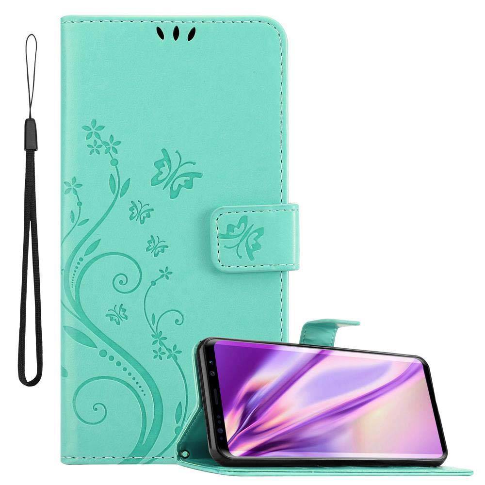 Cadorabo Hülle für Samsung Galaxy S9 Schutz Hülle in Türkis Schutzhülle Handy Hülle Etui Case Blumen Flower-0