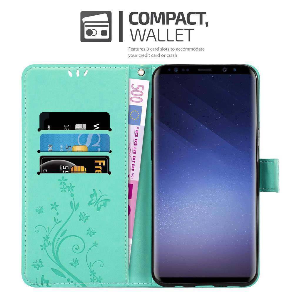 Cadorabo Hülle für Samsung Galaxy S9 Schutz Hülle in Türkis Schutzhülle Handy Hülle Etui Case Blumen Flower-1