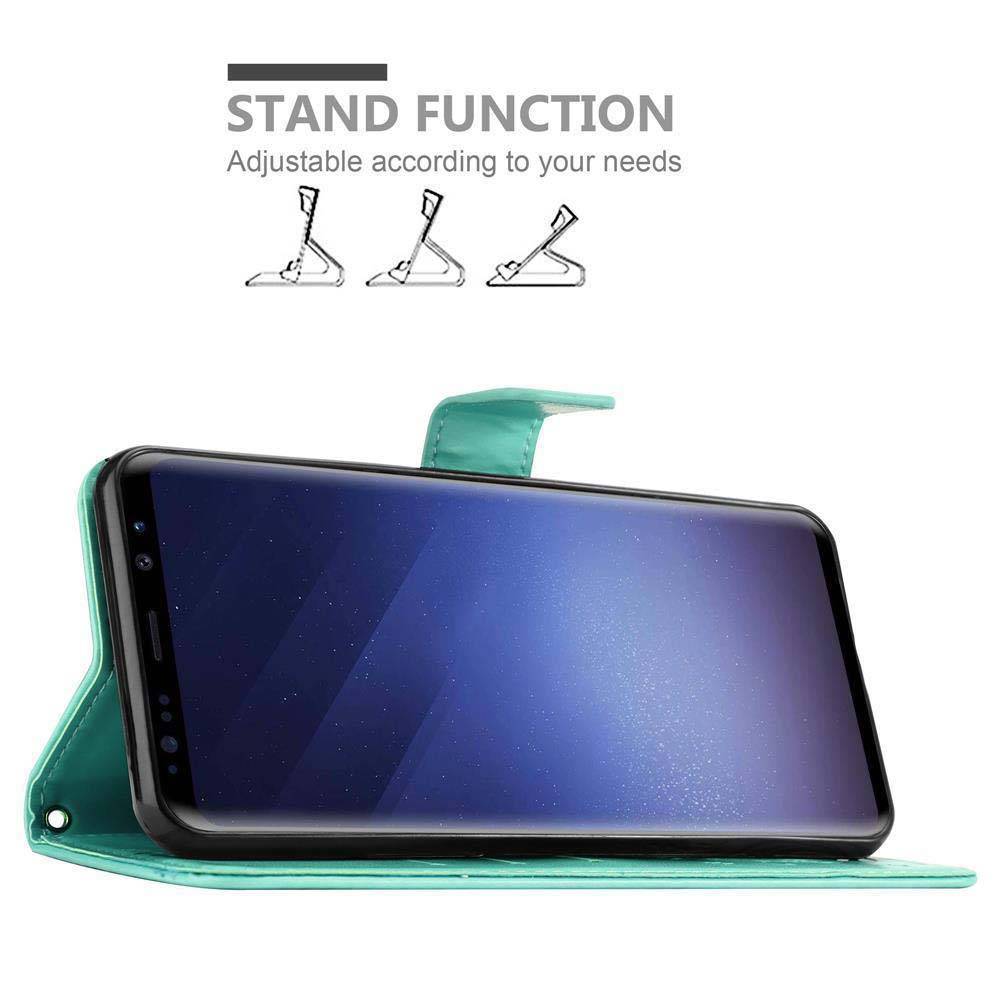 Cadorabo Hülle für Samsung Galaxy S9 Schutz Hülle in Türkis Schutzhülle Handy Hülle Etui Case Blumen Flower-2
