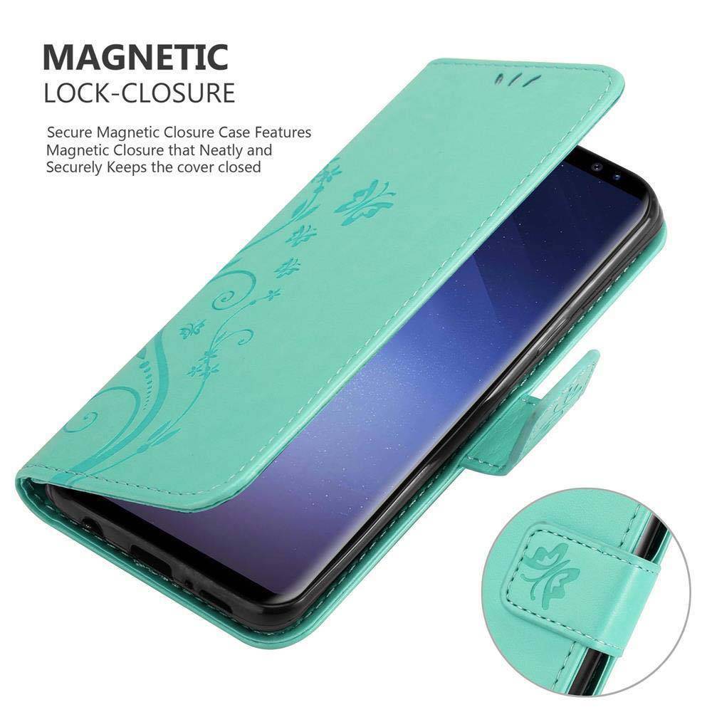 Cadorabo Hülle für Samsung Galaxy S9 Schutz Hülle in Türkis Schutzhülle Handy Hülle Etui Case Blumen Flower-3
