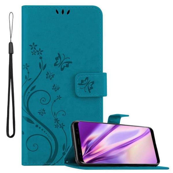 Cadorabo Hülle für Samsung Galaxy S8 Schutz Hülle in Blau Schutzhülle Handy Hülle Etui Case Blumen Flower