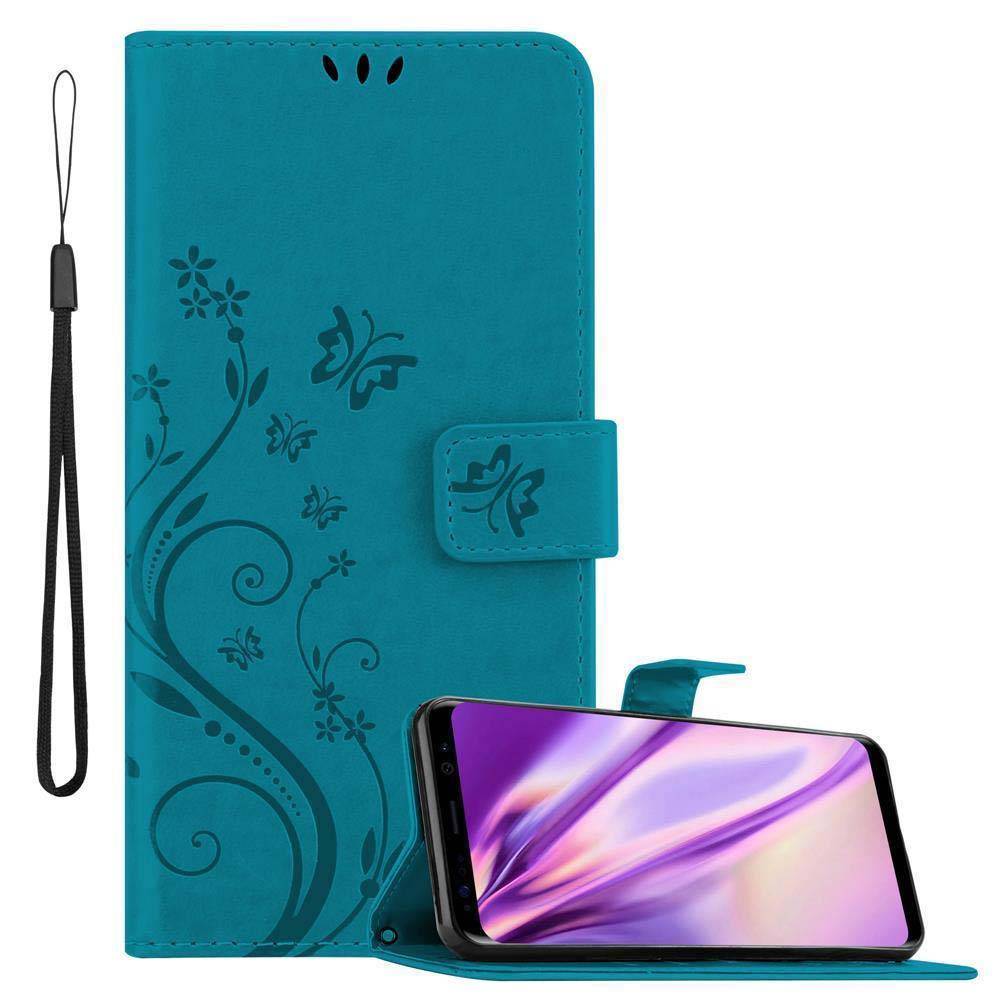 Cadorabo Hülle für Samsung Galaxy S8 Schutz Hülle in Blau Schutzhülle Handy Hülle Etui Case Blumen Flower-0