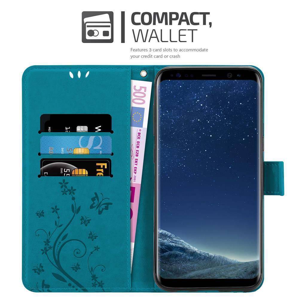 Cadorabo Hülle für Samsung Galaxy S8 Schutz Hülle in Blau Schutzhülle Handy Hülle Etui Case Blumen Flower-2