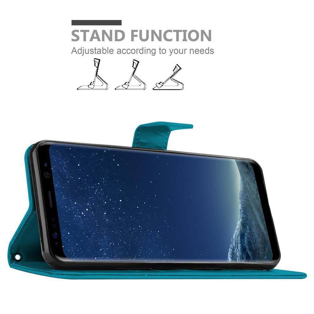 Cadorabo Hülle für Samsung Galaxy S8 Schutz Hülle in Blau Schutzhülle Handy Hülle Etui Case Blumen Flower-3